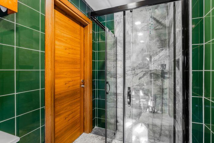 Shower cabin and hot water is at your service whenever you wish.