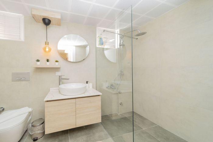 Here is our stylish and spotless bathroom. 5 star hotel quality with the comfort of your sweet home!