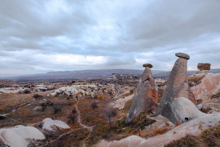 A Spectacular Aerial View of the Region's Iconic Rock Formations and Ancient Caves.