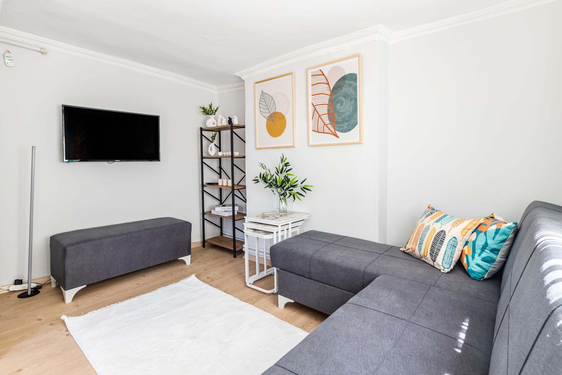 Enter a beautifully designed two-bedroom apartment featuring a modern aesthetic and every convenience you could desire.