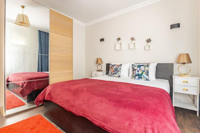The bedroom features a comfy double bed and lots of space for your belongings.
