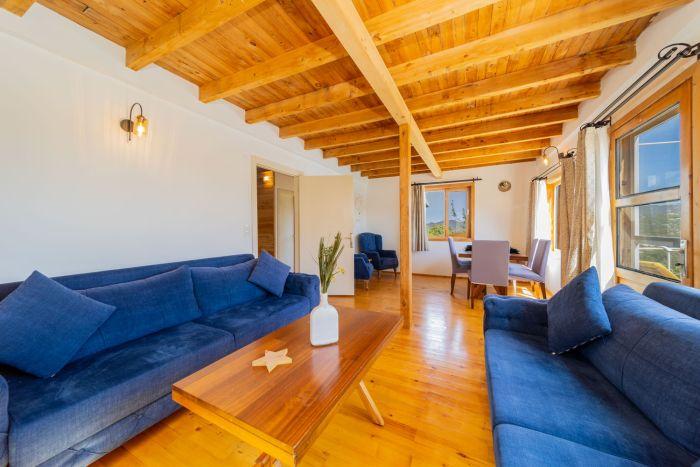 You can start your day in this spacious living room just before you try unique activities in Kas.