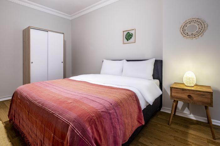 Our rooms offer you comfortable beds as well as storage space.