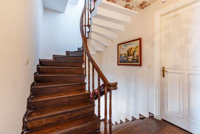 Our triplex has traditional wood stairs.
