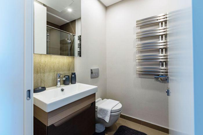 You can feel refreshed in our clean and modern bathroom