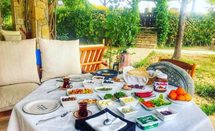 Have a traditional Turkish breakfast with a side of a stunning view.