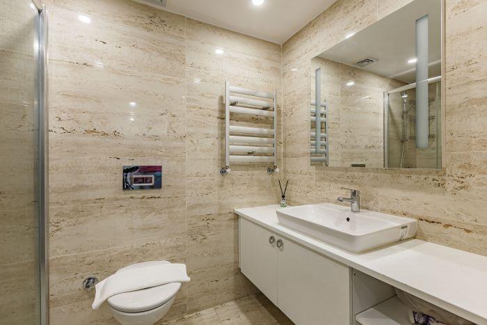 Our modern bathroom is hygienic and neat.