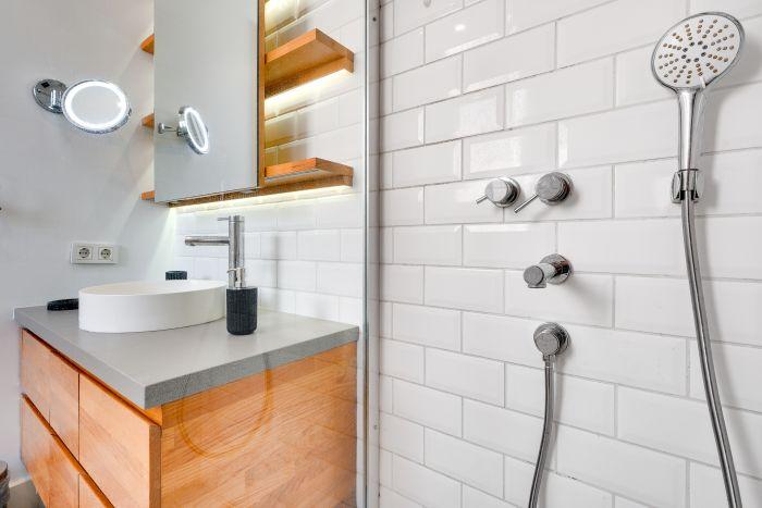 Sleek and modern, this bathroom combines clean lines with high-quality materials for a refreshing and stylish space.