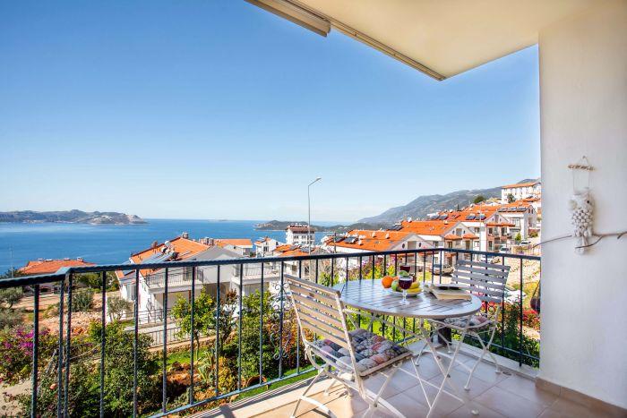Furnished Cozy Flat with Wide Sea View in Kas