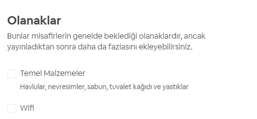 air bnb olanaklar