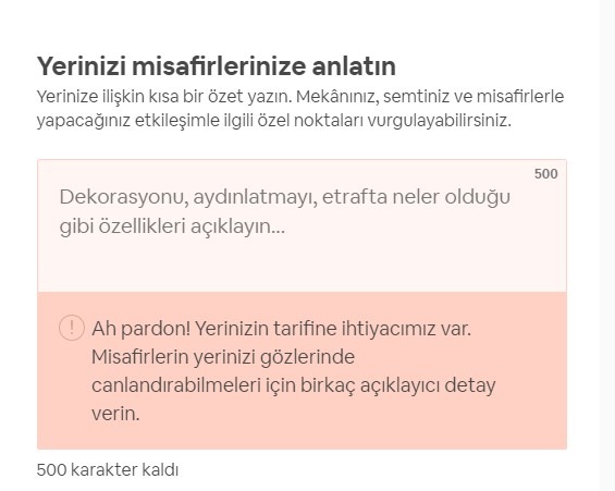 Air bnb açıklama