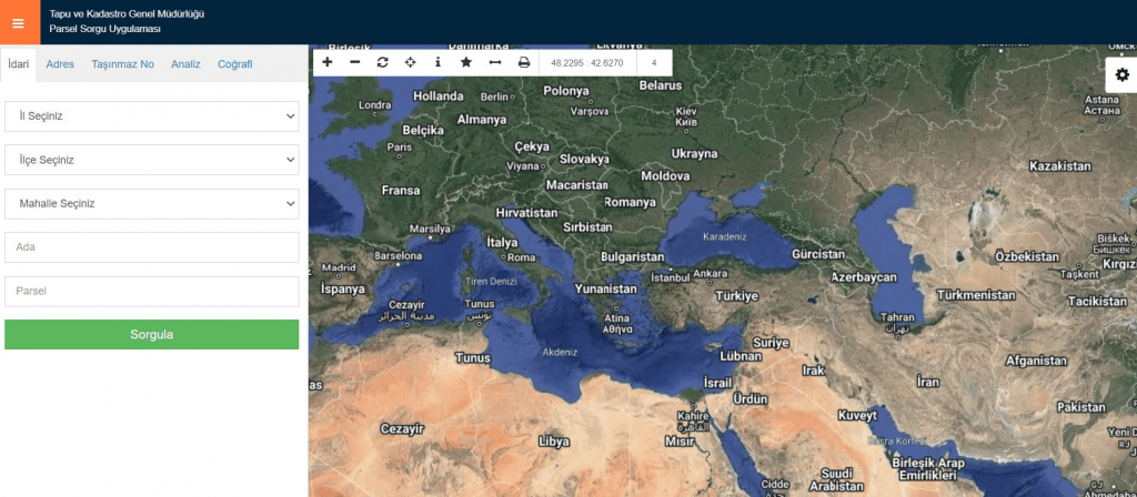 tapu parsel sorgulama ekranı