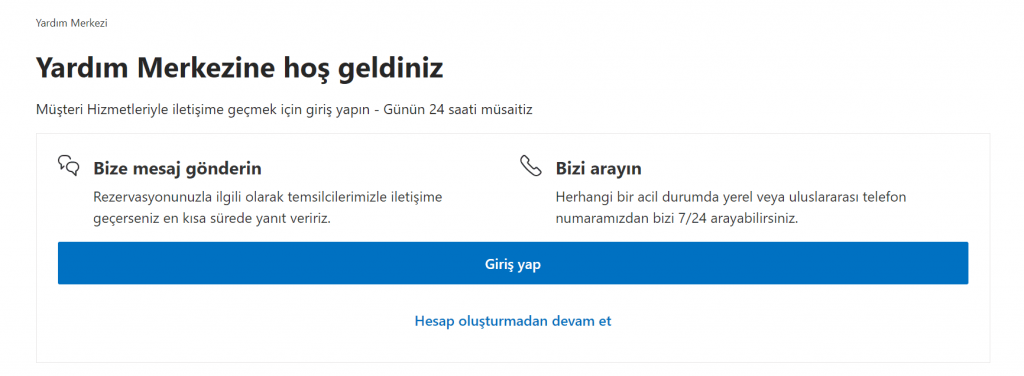 booking.com iletişim sayfası