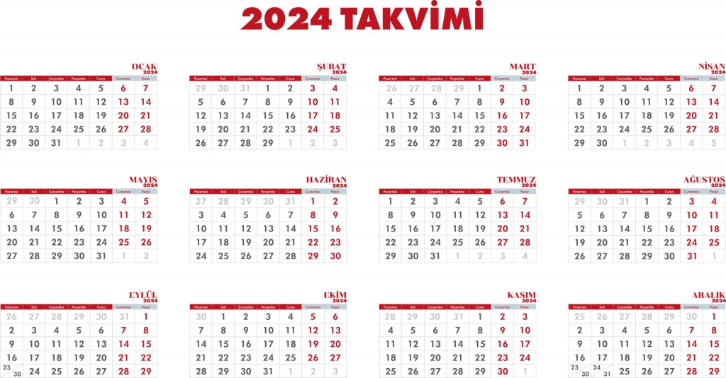 2024 takvimi